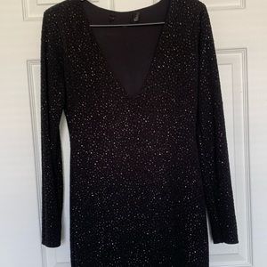 Low Cut Black Dress with Sparkle